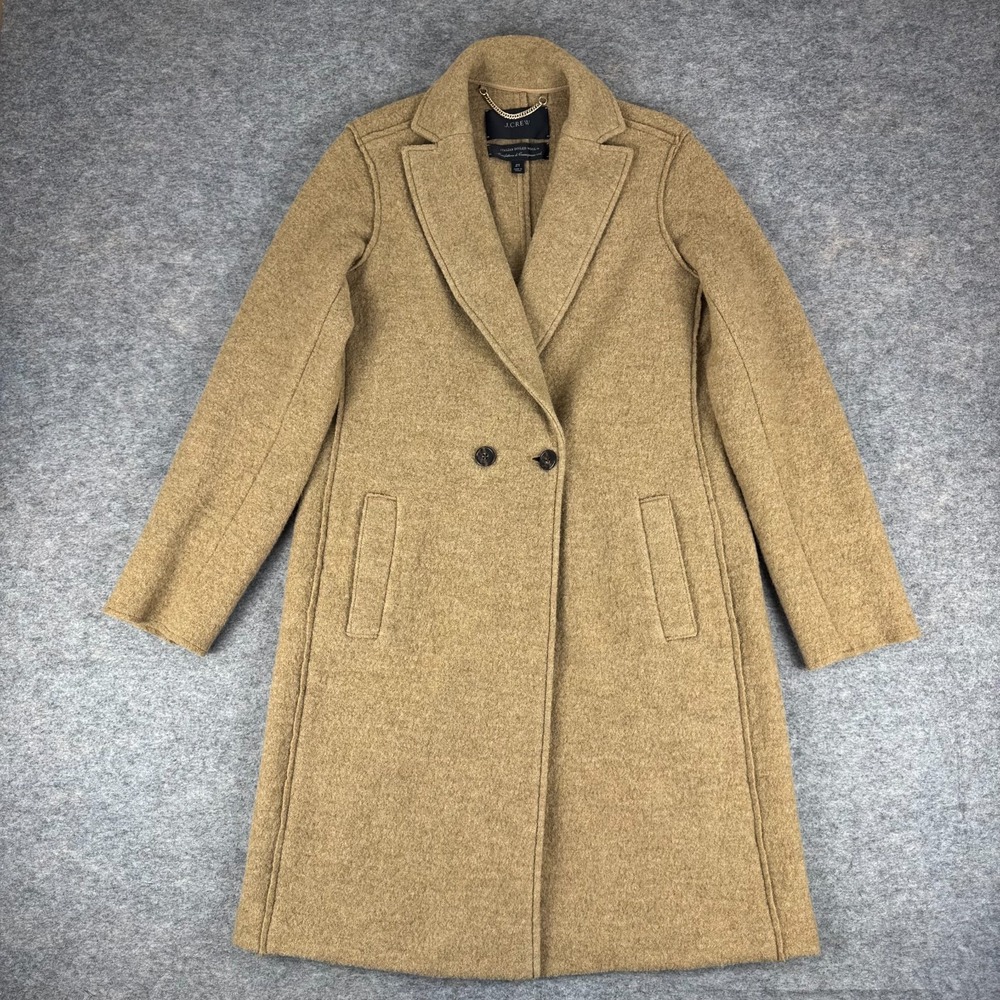 J. Crew Daphne Topcoat Italian Boiled Wool Heather Camel Coat 2 Tall 2T